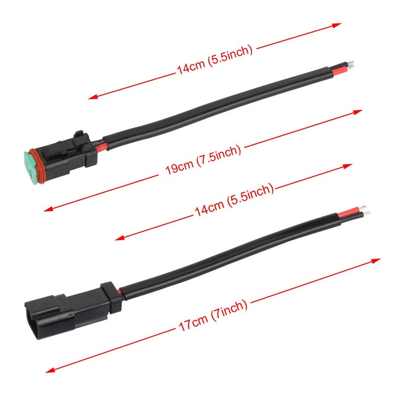 TOMALL Deutsch DT DTP 2 pin Male Female Wiring Harness for Work Light Bar Retrofit Replacement Connectors - Image 2